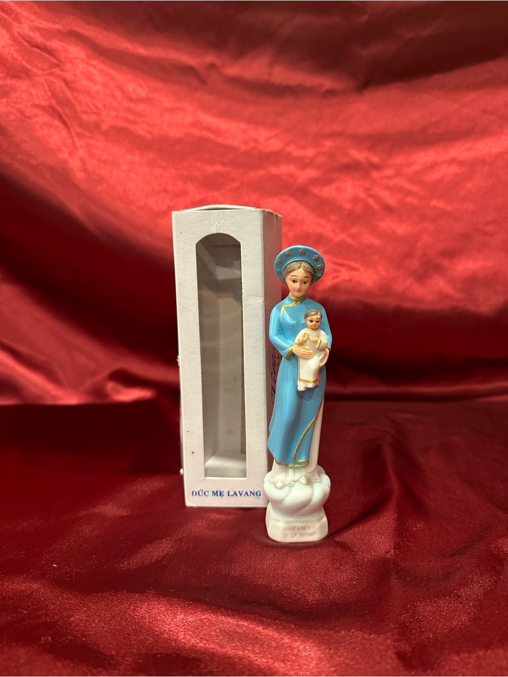 Our Lady of La Vang Statue | Vietnamese Catholic Statue | 6" Blue Ao Dai Mary